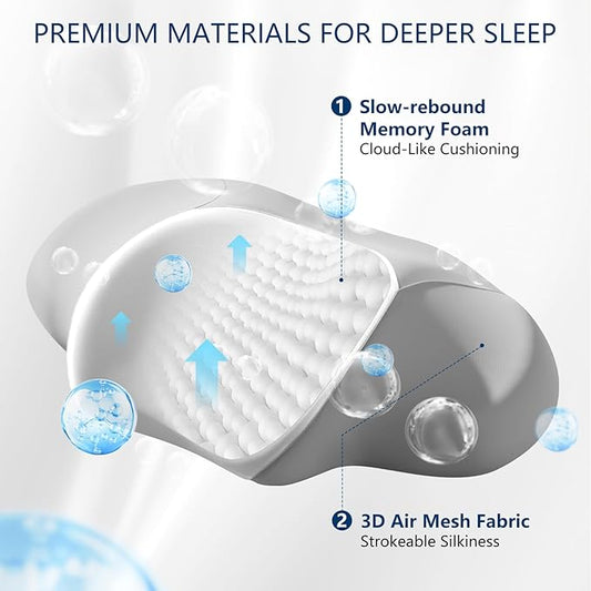 Cervical Neck Pillow for Sleeping，Ergonomic Memory Foam Pillow for Neck Pain Relief,Side Sleeper Pillows for Adults,Orthopedic Bed Pillow for Side Back Stomach Sleepers