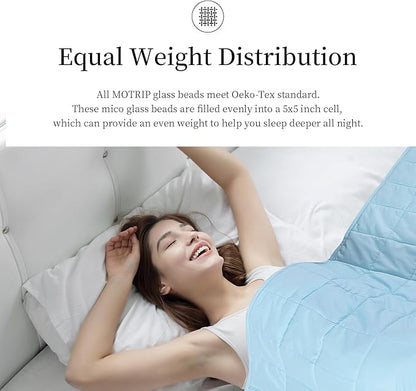 MOTRIP Soft Flannel Weighted Blanket with Sanded Reversible (Sea Blue, 60 * 80 20LBS)