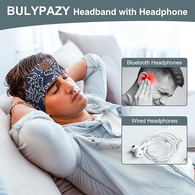 2-Pack Sleeping Headphones, Upgraded Bluetooth Headband with Ultra-Thin Speakers, Wireless for Side Sleepers, Running, Travel, Meditation