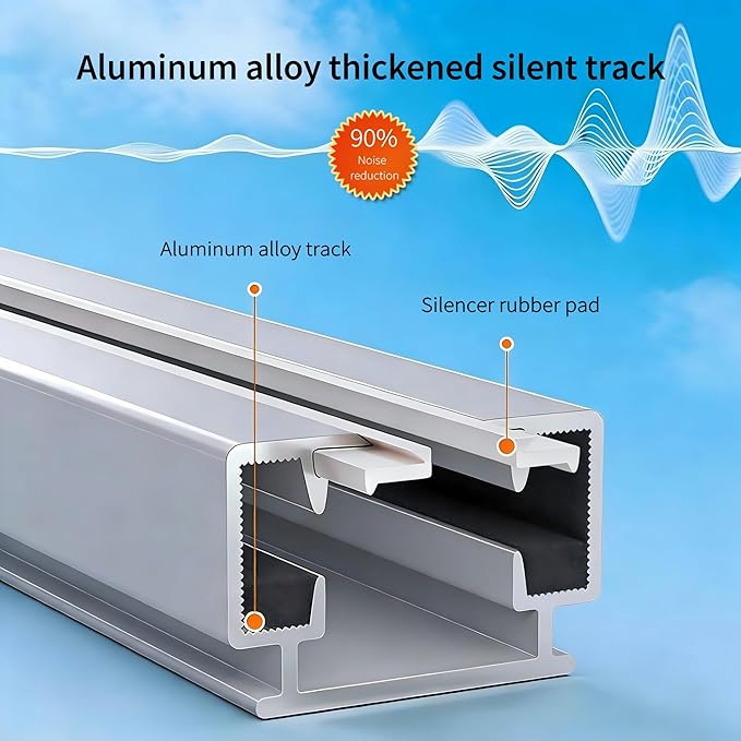 Smart Curtains, Universal Electric Curtain Accessories Installation Kit, Aluminum Alloy Thickened Silent Track 126''(3.2m), Including a Complete Set of Accessories, Excluding Curtain Motor
