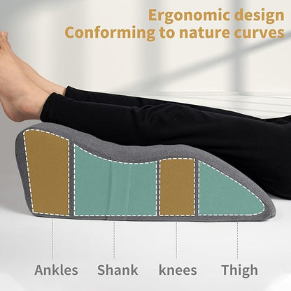 Leg Elevation Pillow with Soft Memory Foam, Wedge Pillow for Reading, Rest, Surgery, Relieves Back, Swelling, Hip, Knee Pain and Improves Blood Circulation