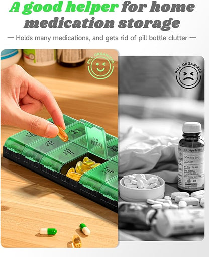 Extra Large Pill Organizer 2 Times a Day, XL 7 Day Pill Box AM PM, Jumbo Weekly Pill Case, Daily Night Oversized Medicine Organizer, Vitamin Holder, Big Pill Container, Twice a Day Pill Organizer