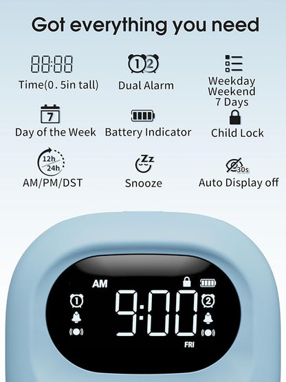 Roxicosly Super Strong Vibrating Alarm Clock for Heavy Sleepers, Small Travel Bed Shaker Clock Under Pillow for Kids Teens Hearing Impaired Deaf, Adjustable Vibration, Cordless, USB Rechargeable