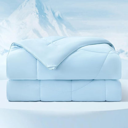 Bedsure Cooling Comforter Cal King - Cooling Blankets for Hot Sleepers, Lightweight Comforter for Summer with Dual-Sided Cool Tech, Soft Breathable Cold Blanket for Sleeping, Blue, 102x96 Inches