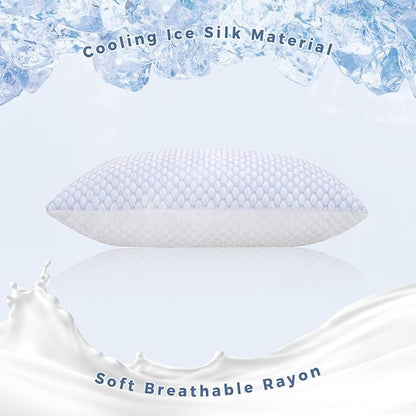 OSBED Cooling Adjustable Shredded Memory Foam Pillows Queen Size Set of 4 - Temperature-Regulating for All Sleepers with Dual Airflow Ventilation(CertiPUR-US & Hypoallergenic & Machine Washable)