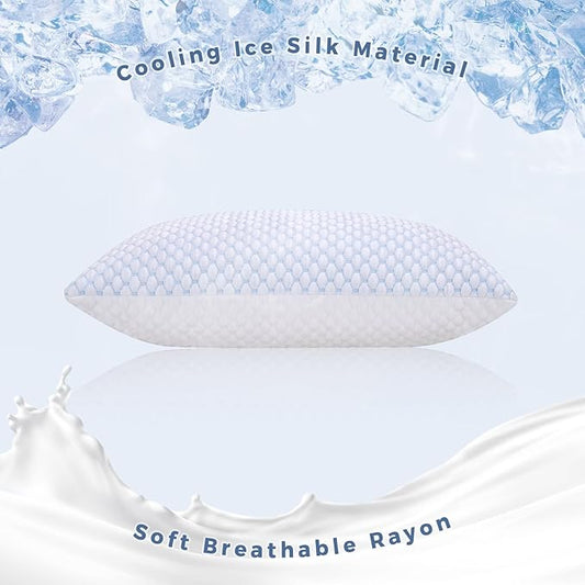 OSBED Cooling Adjustable Shredded Memory Foam Pillows Queen Size Set of 4 - Temperature-Regulating for All Sleepers with Dual Airflow Ventilation(CertiPUR-US & Hypoallergenic & Machine Washable)