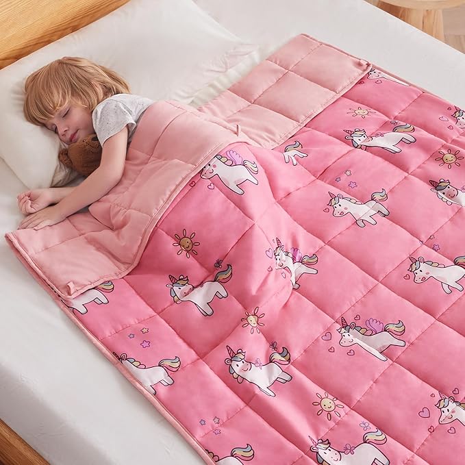 anfie Weighted Blanket Kids(40"x60" 10lbs) Weighted Blanket Cooling Blanket for Sleeping,Throw Size Breathable Blanket with Premium Glass Bead(Little Unicorn)