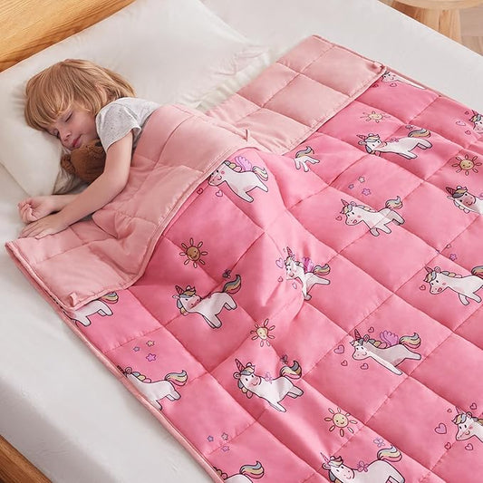 anfie Weighted Blanket Kids(40"x60" 10lbs) Weighted Blanket Cooling Blanket for Sleeping,Throw Size Breathable Blanket with Premium Glass Bead(Little Unicorn)