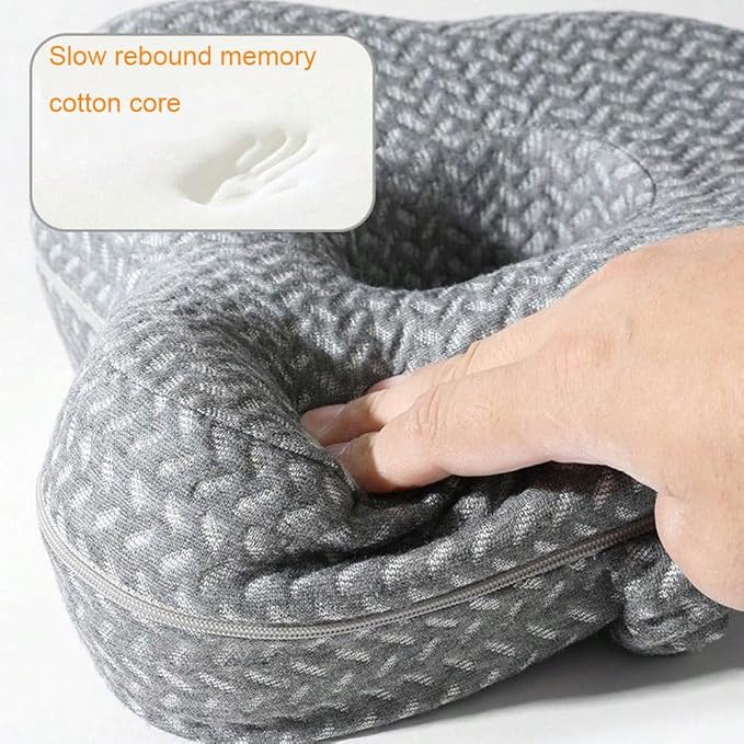 Knee Pillow for Side Sleepers - Butterfly Hollow Design Aligns Spine and Relieves Pressure - Memory Foam Leg Elastic Pillow Strap for Back, Hip, Sciatica Pain Relief - Gray