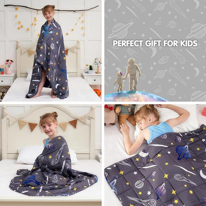 yescool Star Weighted Blanket 3 Pounds Cooling Weighted Lap Blanket, Galaxy Moon Heavy Blanket for Sleeping, Weighted Throw Blanket Gift for 20-40lbs, 36"x48"
