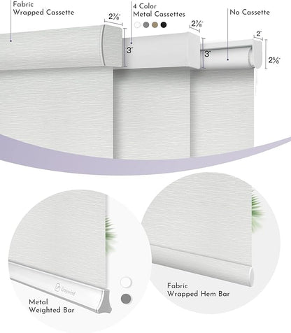 Graywind Motorized Shades 100% Blackout Compatible with Alexa Google WiFi Hardwired Smart Roller Shade Remote Control Automated Window Blinds with Valance, Customized Size (Bright White)