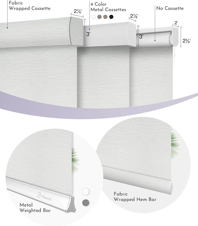 Graywind Motorized Shades 100% Blackout Compatible with Alexa Google WiFi Hardwired Smart Roller Shade Remote Control Automated Blinds, Customized Size (Jacquard White)