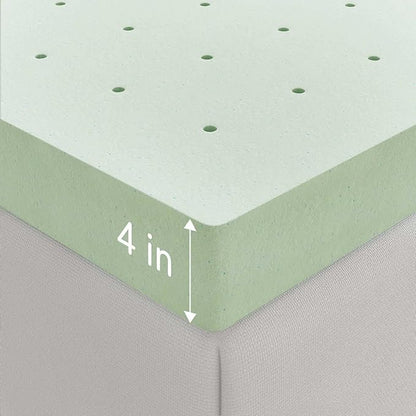 Novilla Mattress Topper Full, High Density 4 Inch Memory Foam Mattress Topper with Gel Infusion for Pressure-Relieving & Cooling, Medium Soft Full Size Mattress Topper, Airflow Design Green