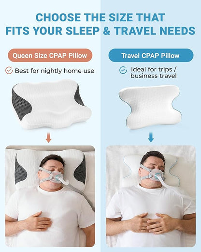 Elviros Portable CPAP Pillow for Side & Back Sleepers, Travel Sleep Apnea Pillow with Adjustable Height to Relieve Neck Pain, Reduce Mask Leaks & Pressure, Includes Travel Bag for Camping, Hotels