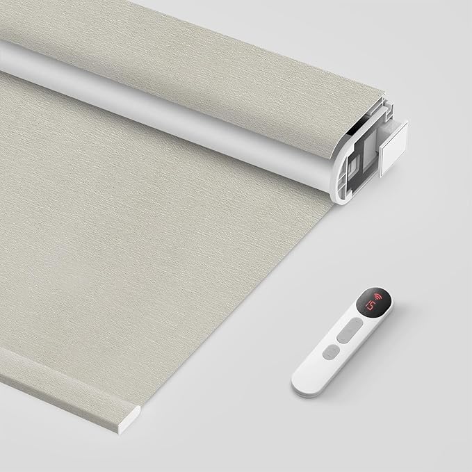 Bringnox No Drill Motorized Blinds with Remote,Blackout Windows,with Apple Homekit,Alexa,Google, with App,Voice Control Custom Size
