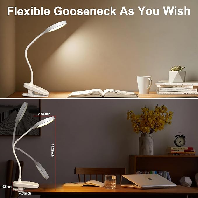 Red Light Therapy Lamp for Sleep, 625nm Sleep Aid Lamp with Dual-Mode, LED Happy Lamp 4500K, Rechargeable Clip on Red Night Light with Timer & Dimmable for Bedroom/Reading/Deep Relaxation