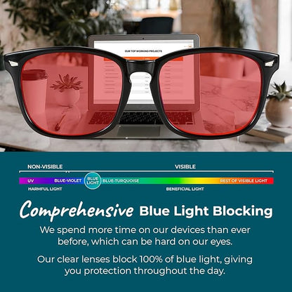 100% Blue Light Blocking Glasses - Better Sleep Anti Eye Strain Protection - Computer Gaming Women Men
