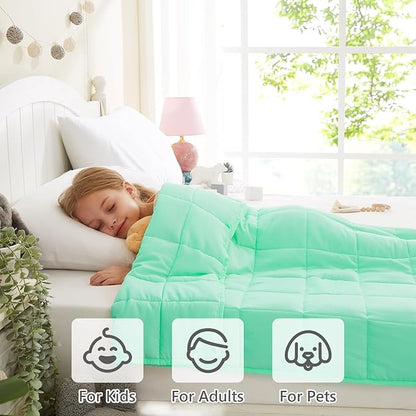 L'AGRATY Weighted Blanket - 40"x60" 7lbs Cooling Breathable Microfiber Material with Glass Beads Small Blanket for All-Season Summer Fall Winter Soft Thick