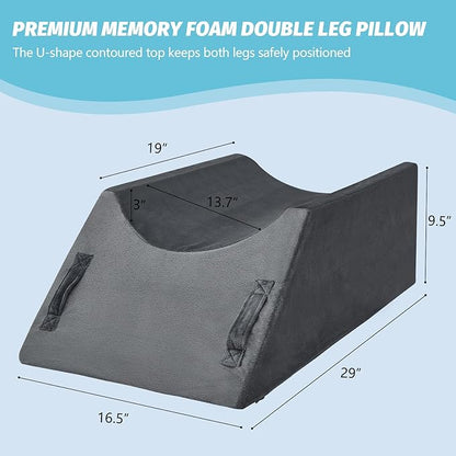 JOYWOO Double Leg Support Elevation Pillow – Ideal for Post-Hip Replacement, Back-Sleeping, Swelling Relief. Comfortable Foam Wedge, Essential After Surgery for a Restful Sleep