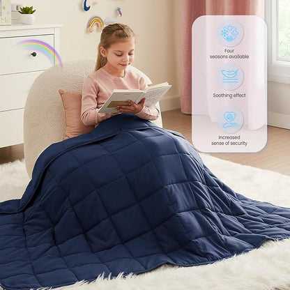HOSUKKO Weighted Blanket - 3 lbs Navy Blue Heavy Blanket - Breathable Blanket(20 * 30 inches, 3 lbs)