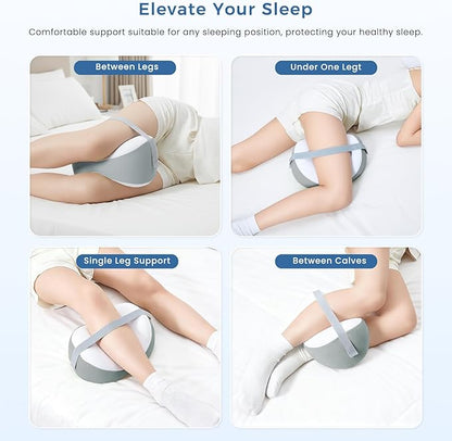 Knee Pillow for Side Sleepers, Leg Pillow for Side Sleeping, Hip, Sciatica & Lower Back Pain Relief, with Contoured Memory Foam & Non-Slip Strap for All-Night Support