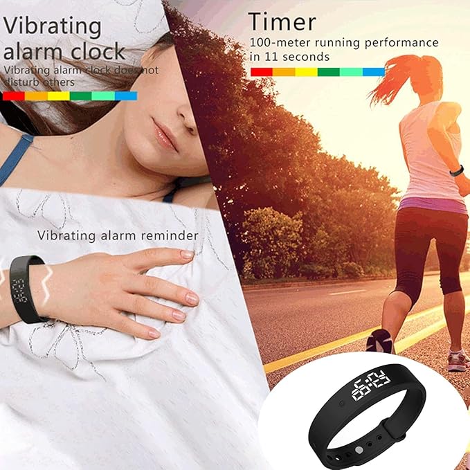 Vibrating Alarm Wristband Deaf People Watch Band Fit Sleeps Rise Silent Shock Clock Bracelet Bands for Heavy Sleepers Wearable Wrist Band That Won't Wake Partner Vibration Bed Shaker
