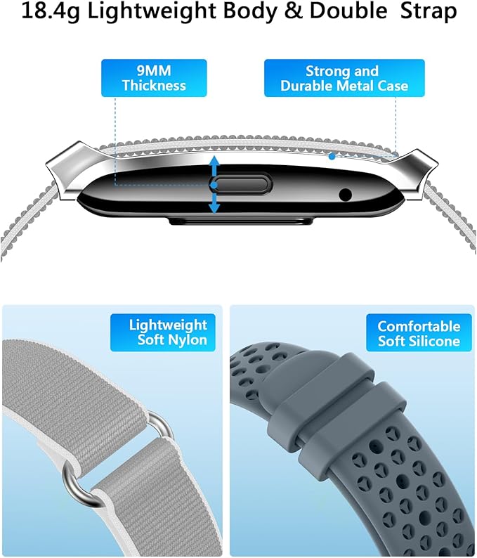 Smart Bracelet for Men Women, Health Activity Fitness Trackers, 24H Sleep Tracker, 24/7 Continuous Heart Rate/Blood Pressure/HRV/Stress Monitor, 170+ Sports Modes Smart Wristband with 2 Bands Free APP