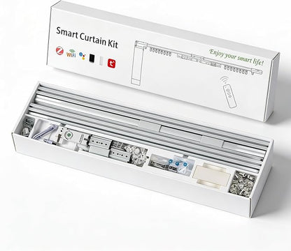 Smart Curtains, Universal Electric Curtain Accessories Installation Kit, Aluminum Alloy Thickened Silent Track 244.1''(6.2m), Including a Complete Set of Accessories, Excluding Curtain Motor