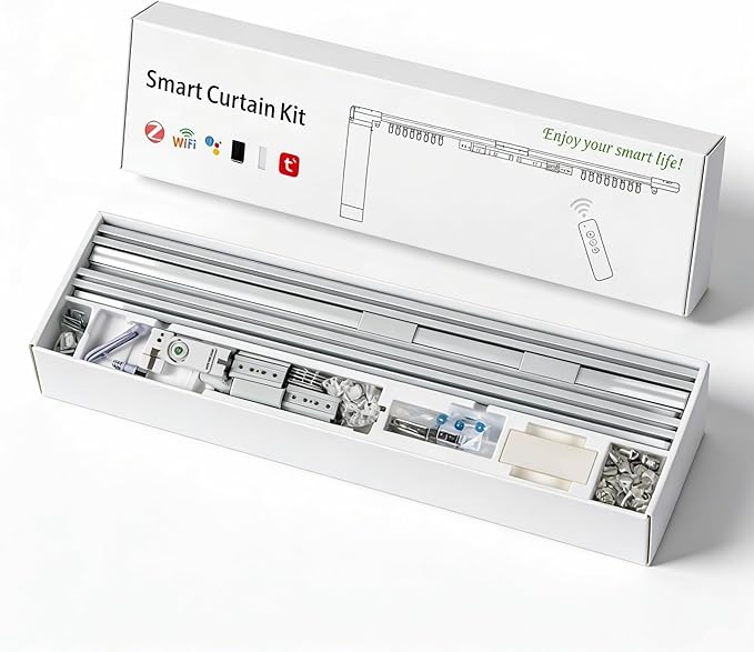 Smart Curtains, Universal Electric Curtain Accessories Installation Kit, Aluminum Alloy Thickened Silent Track 165.3''(4.2m), Including a Complete Set of Accessories, Excluding Curtain Motor