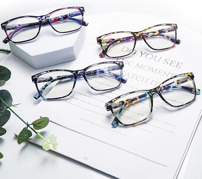 CLASAGA Progressive Multifocus Reading Glasses for Women, Pattern Print Blue Light Block Stylish Ladies Computer Readers