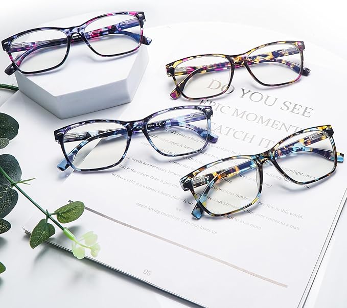 CLASAGA Progressive Multifocus Reading Glasses for Women, Pattern Print Blue Light Block Stylish Ladies Computer Readers