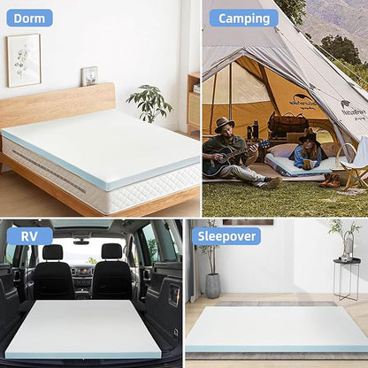 3-Inch Gel Infused Memory Foam Mattress Topper,Twin XL Foam Bed Topper,Cooling Comfort for Back Pain Relief,Ventilated and CertiPUR-US Certified,Ideal for Beds, Dorms,RVs,and Sofas(White)