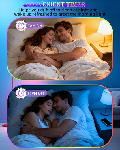 2-Pack 9W E27 Smart Light Bulb, 2.4G WiFi Bluetooth 800LM RGBWW Color Changing LED Bulb, 16M Colors Music Sync Voice Control Works with Alexa Google Home for Bedroom Christmas Parties Decor