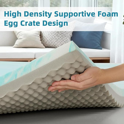 SAPHREAS 3 Inch Memory Foam Mattress Topper Full Size with Soft Ventilated Mattress Pad Cover, Egg Crate Bed Topper for Back Pain & Pressure Relief, CertiPUR-US Certified, 54x75