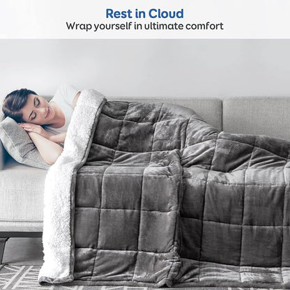 Cottonblue Sherpa Weighted Blanket 15 lbs, Fleece Flannel Heavy Blanket Twin Size, Soft Cozy Fuzzy Weighted Blankets 48 x 72 inches, Idea Gifts for Adults Birthday