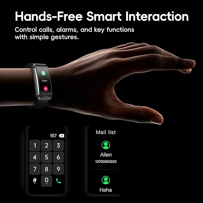 Slim Fitness Tracker for Men & Women, 1.57” HD Touchscreen Smart Band, Heart Rate & SPO₂ Tracking, Sleep & Activity Insights, Bluetooth Call Support(White)