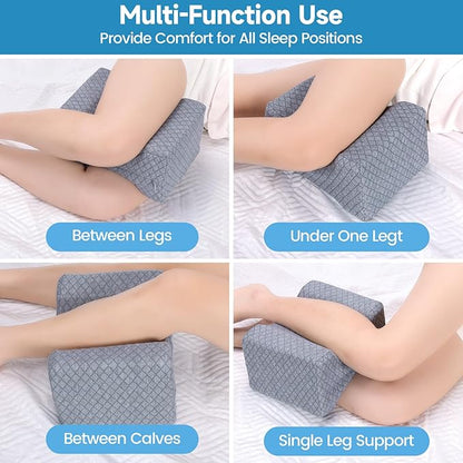 Memory Foam Knee Pillow for Side Sleepers, Support Leg Pillow for Side Sleeping, Smooth Spine Alignment Pillow, Cushion for Hip, Back, Sciatica, Knee, Joints Pain Relief, Gray, X-Large