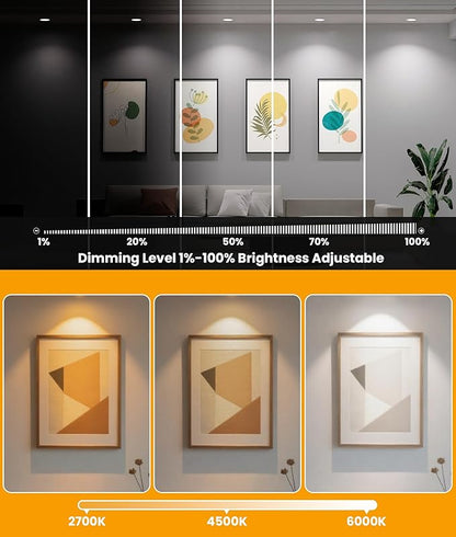 Recessed Lighting 6 Inch with App & Voice Control, 1200LM RGBCW Smart Ceiling Light Work with Alexa & Google, Dimmable LED Recessed Lighting 6 Inch with Timer Music Sync Can Lights, 6 Pack