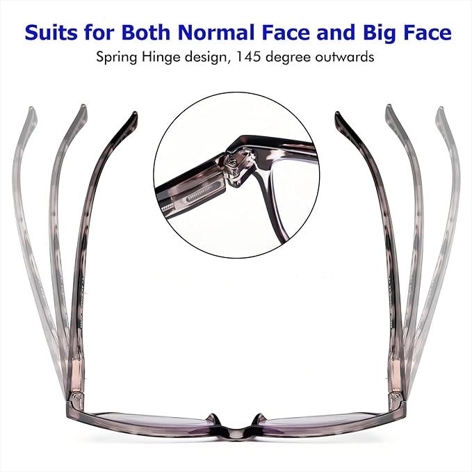 5 Pack Oversized Blue Light Blocking Reading Glasses Men Large Square Wide Readers for Men Big Head/Large Face