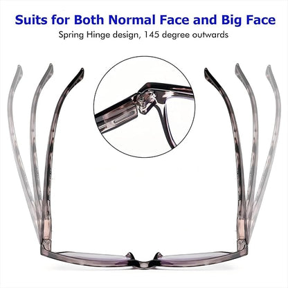 5 Pack Oversized Blue Light Blocking Reading Glasses Men Large Square Wide Readers for Men Big Head/Large Face
