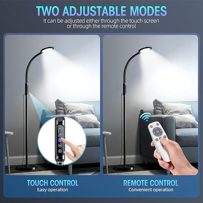 Happy Light Therapy lamp 11000 Lux, LED UV-Free Sunlight lamp,Full Spectrum Happy Therapy lamp with 10 Adjustable Brightness Levels, 2 in 1 Retractable Floor Sad Lamp (Black)