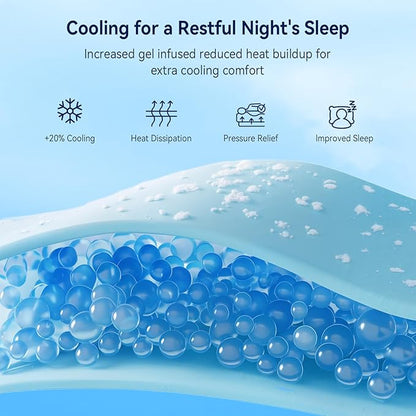 ELEMUSE Full XL Dual Layer 3 Inch Memory Foam Mattress Topper, 2 Inch Cooling Gel Memory Foam and 1 Inch Thick Soft Pillow Top Mattress Pad Cover for Back Pain Relief, Side Sleep Bed Topper