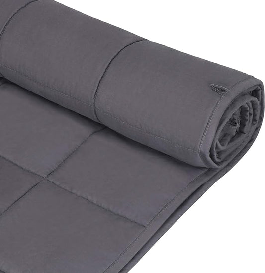 Nova Microdermabrasion Weighted Blanket (15 lbs, 48”x72” Grey) Cooling Breathable Heavy Blanket for Adults All Season Microfiber Material with Glass Beads Soft Thick Comfort Blanket