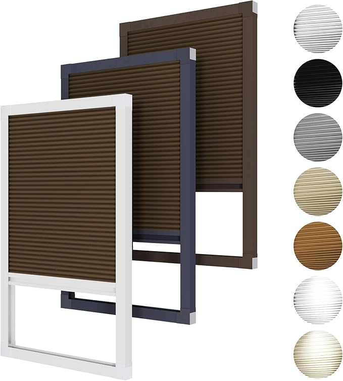 Cellular Shades Cordless Blackout, Skylight Blinds for Windows Roof Window Shades for Home, Room Darkening Honeycomb Blinds for Doors - Custom Cut to Size(Blackout, Coffee)