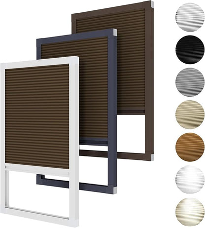 Cellular Shades Cordless Blackout, Skylight Blinds for Windows Roof Window Shades for Home, Room Darkening Honeycomb Blinds for Doors - Custom Cut to Size(Blackout, Coffee)
