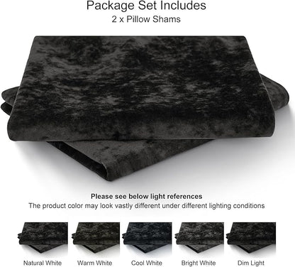 PHF Truly Velvet Pillowcases King Size, No Insert, 2 Pack Ultra Soft Breathable Pillow Shams Covers with Envelope Closure, 20" X 36" Luxury Cozy Warm Fuzzy Flannel Pillow Cases, Black
