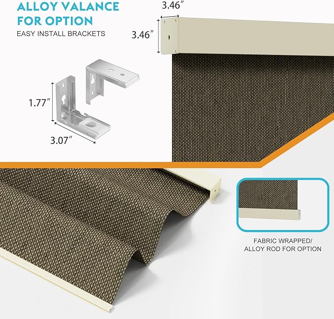 Motorized Blinds with Remote, Smart Blind Roller Shades Compatible with Alexa, Rechargeable Battery Solar Power Electric Window Blinds Motorized Shades Customized Size (Luxury-Light Brown)