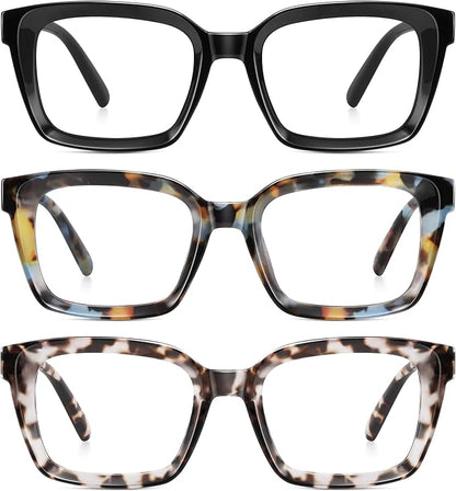 XVXV Reading Glasses for Women Men - Blue Light Blocking Readers Oversize Oprah Square Anti Glare/Eyestrain Spring Hinge