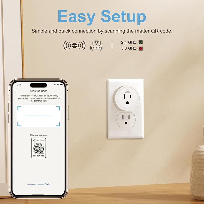 EIGHTREE Matter Smart Plug, Homekit Supported, Hub Required, Smart Plugs That Work with Alexa, Siri & Google Home, WiFi Plug with Remote Control, Timer & Schedule, Matter Smart Home 2.4GHz Wi-Fi Only