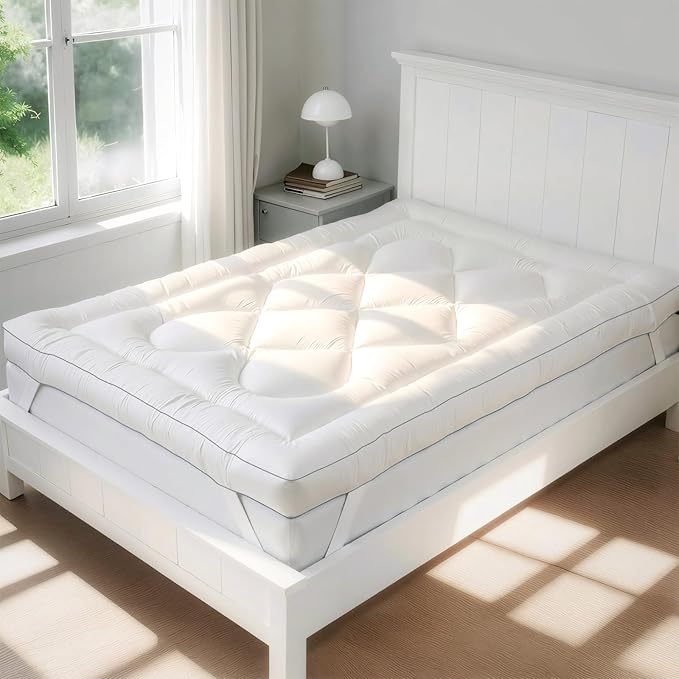 5 Inch Memory Foam Mattress Topper Full, 2000GSM Shredded Memory Foam Pillow Top, Back Pain Relief & Plush Support, Extra Thick & Breathable, Small Bedroom Upgrade